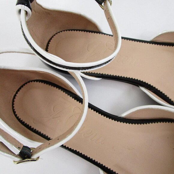 J. Crew Womens Black Patent Leather Piped Ballet Ankle Flats Size 8.5 - Picture 5 of 9